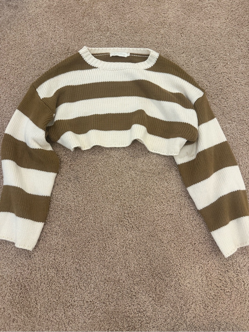 Brown & cream cropped sweater S/M